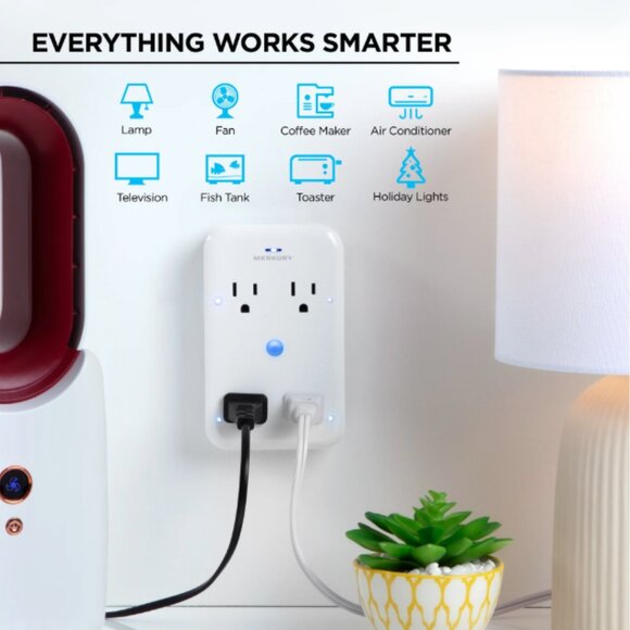 Merkury Innovations Smart 4-Outlet Wall Extender, Wi-Fi Enabled Works with Alexa - Picture 6 of 8